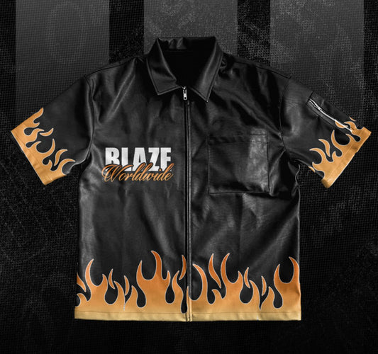 Blaze Flame Zip Shirt – Leather Look